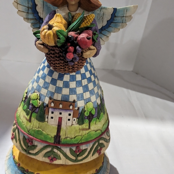 Jim Shore Lamp- Heartwood Creek- angel with vegetable basket 2004 - Picture 3 of 14
